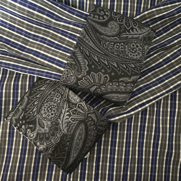 English Laundry Men's Long Sleeve Blue Checked 16 34/35 Flip Cuff Handsome - Picture 11 of 11